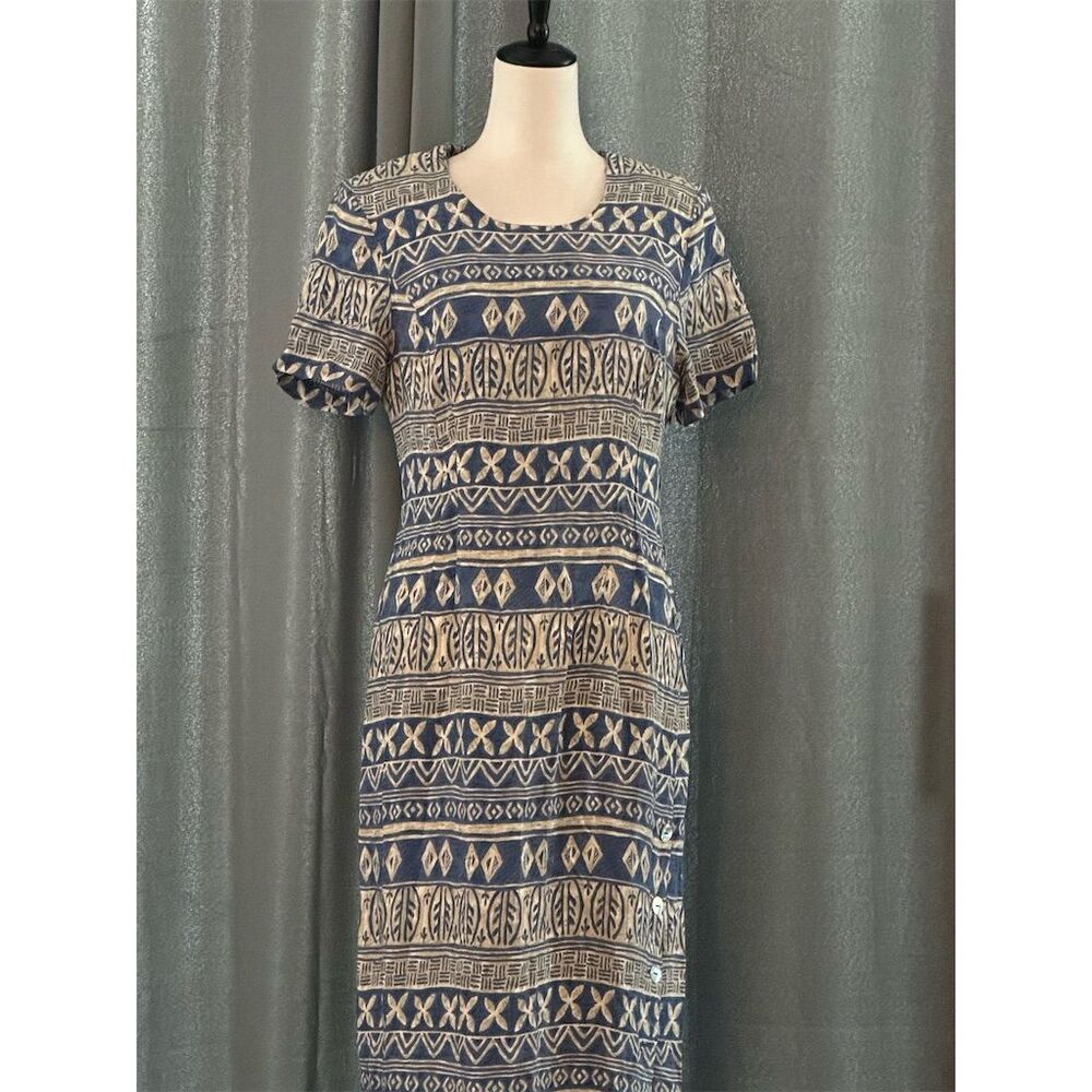 Vintage M.H.M. Melissa Harper Women's Blue Tribal Vintage Knee Length  Size 14